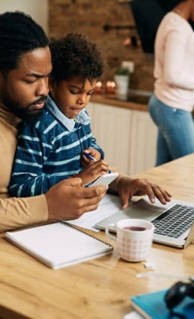 Man with Child on phone
